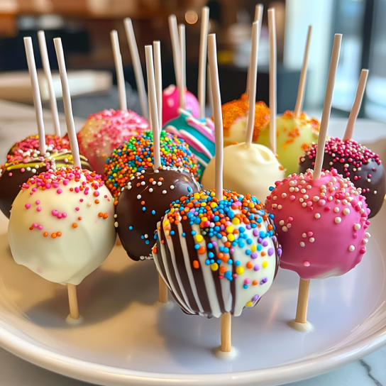 A display of homemade Starbucks-inspired cake pops