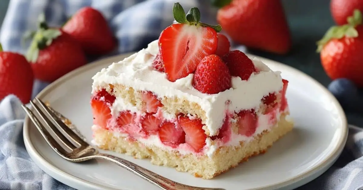 Strawberry poke cake